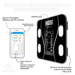 Balança Bioimpedância Profissional App Bluetooth Português