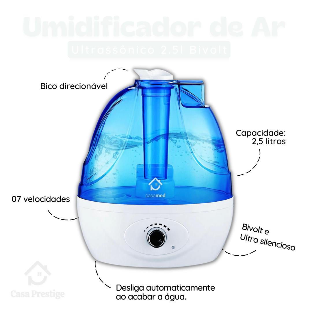 Umidificador De Ar Ultrassonico Led Cromoterapia 2.5l Bivolt