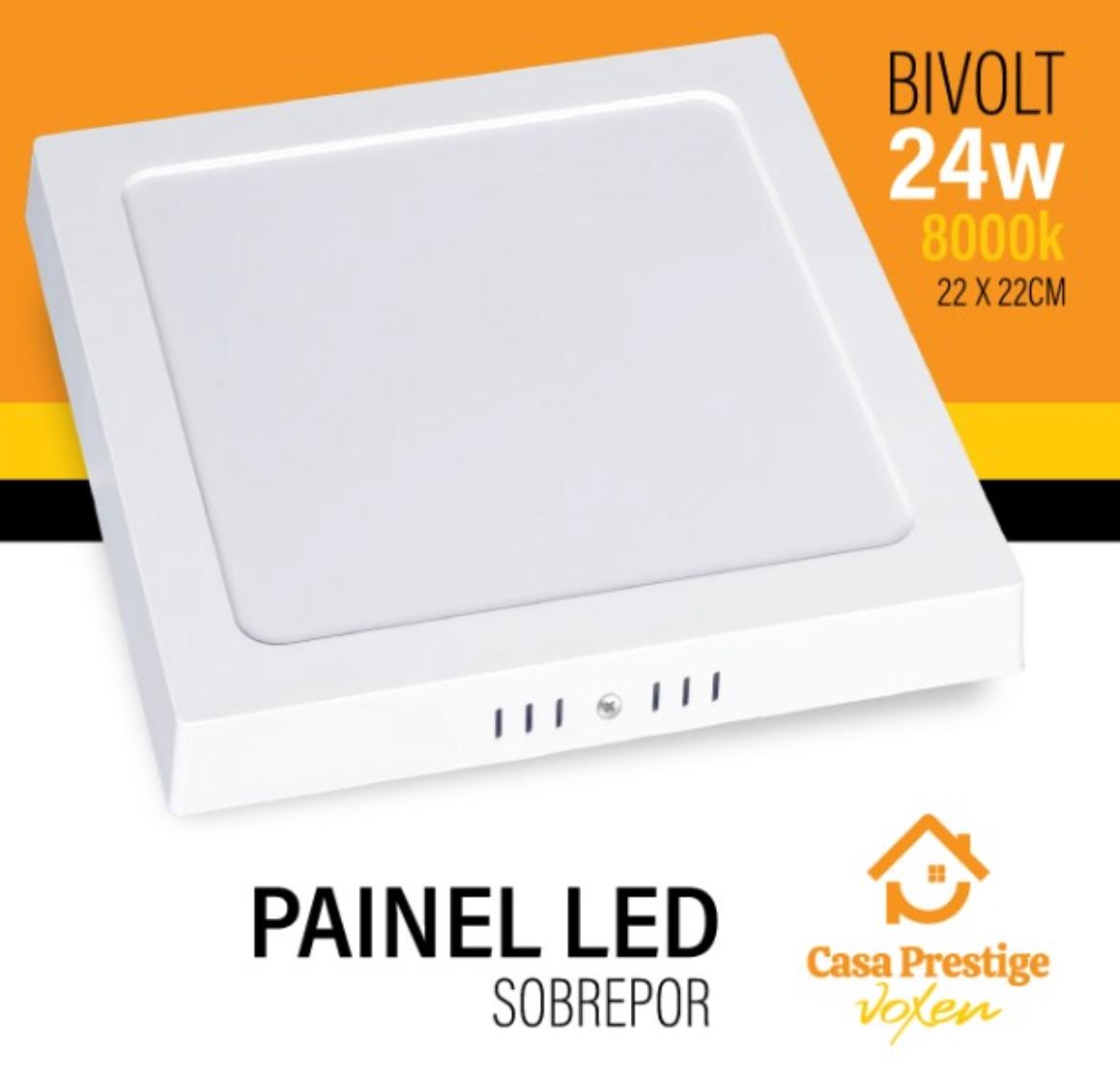 Painel Led Sobrepor Quadrado 22x22cm 24W Bivolt 8000k